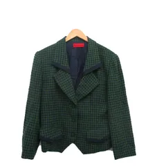 ロベルタディカメリーノ Roberta di Camerino テーラードジャケット ブレザー ウール チェック 40 グリーン 緑 /KT8のサムネイル