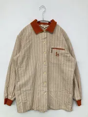 LANVIN ランバン ポロシャツ L ベージュ 長袖 ストライプ柄 ワンポイント メンズのサムネイル