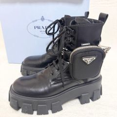 PRADA プラダ モノリス ブーツ ブラック ポーチ付 2UE007 - メルカリ