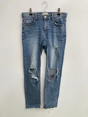chuu デニムパンツ 27 ブルー クロップド・半端丈 無地 スキニー・タイト レギュラー ストレート クラッシュ・ダメージ レディースのサムネイル