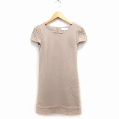 エムズセレクト m’s select ワンピース キャップスリーブ ひざ丈 丸首 ボア切替 34 ベージュ /FT25のサムネイル