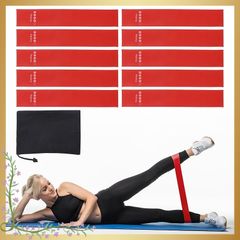 PATIKIL Resistance-Through Exercise Bands, 12" Stretch Bands, 10-Pack Fitness Elastic Workout Bands for Home Gym, Fitness, Yoga, with Carry Bag, Red (30x5x0.09cm)