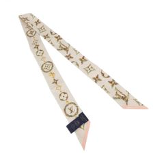 美品 ルイヴィトン バンドー デニム柄 スカーフ モノグラム シルク