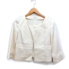 ハロッズ Harrods ノーカラー ボレロ ジャケット レース 2 アイボリー /FT30のサムネイル