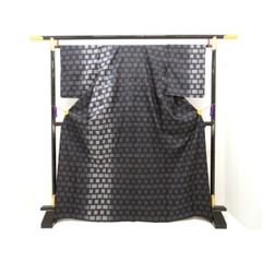 E◇着物くつろぎ 夏物 生紬 蔦模様 ベージュ 訪問着 正絹 薄物 絽 紗