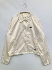VANS バンズ ブルゾン XS アイボリー サテン チェック柄 ワンポイント ブランドロゴ ショート丈 フードなし ボタン留めのサムネイル