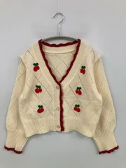 W♡C ダブルシー カーディガン/ボレロ アイボリー ウール・ニット 刺繍 ミドル丈 ショート丈 長袖 レディースのサムネイル