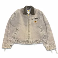 【雰囲気抜群】Carhartt カーハート made in USA Detroit Jacket J97 MTL USA製　デトロイトジャケット　グレー　レザーパッチ　サイズLのサムネイル