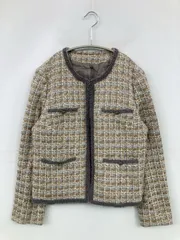 allureville ノーカラージャケット 1 ベージュ ツイード チェック柄 ショート丈 レディースのサムネイル