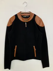 Ralph Lauren ラルフローレン ブルゾン S ブラック コットン ナイロン 合成皮革/人工皮革 無地 ワンポイント ショート丈 フードなし ジップアップ レディースのサムネイル