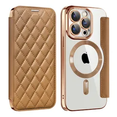新品 MuZiF iPhone 15 Pro Max 用 ケース 手帳型 Magsafe対応 クリア 背面 透明 キルティング 高級なPUレザー スマホケース カード収納 おしゃれ 韓国 人気財布型 カバー 軽量 アイフォン15 Pro Max 用 手帳カバー