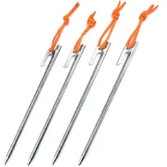 【人気商品】4本/6本/8本セット タープ用20/24/30/35/40㎝ テント用 固定ロープ付き チタン製 ペグ Soomloomのサムネイル
