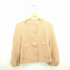 ルビーリベット Rubyrivet ジャケット アウター ノーカラー ビジューボタン ウール 総裏地 38 茶 ベージュ /TT46のサムネイル