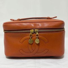 シャネル バニティバッグ ポーチ キャビアスキン レッド 赤 ココマーク