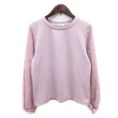 コルザ COLZA カットソー クルーネック レース 長袖 切替 S ピンク /MN ●RYのサムネイル