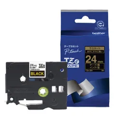 ブラザー TZe-354 ピータッチ ラミネートテープ 金文字/黒 24mm TZE354のサムネイル