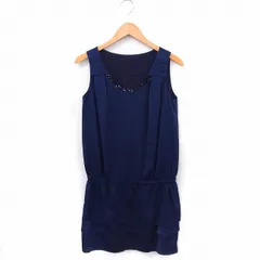 スピック＆スパン ノーブル Spick&Span Noble ワンピース スパンコール 丸首 ノースリーブ ひざ丈 ネイビー 紺 /FT6のサムネイル