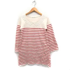 マジェスティックレゴン MAJESTIC LEGON レース付き ボーダー チュニック 長袖 コットン 綿 F キナリ /FT33のサムネイル