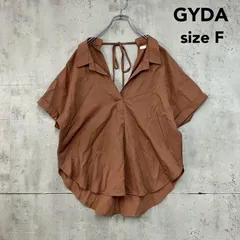 GYDA ジェイダ F スキッパーシャツ ブラウン 茶色 半袖 ブラウス トップス レディース バックリボン デザインシャツ ゆったり カジュアル きれいめ おしゃれ 大人かわいい 夏 体型カバー シンプル デート お出かけ 通勤 オフィス 普段着 ★ ■◆のサムネイル