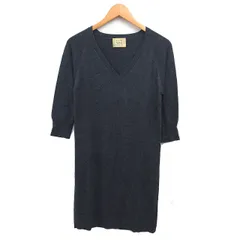スピック＆スパン ノーブル Spick&Span Noble ニット ワンピース Iライン ひざ丈 ウール混 Vネック リブ 七分袖 チャコールグレー /NT10のサムネイル