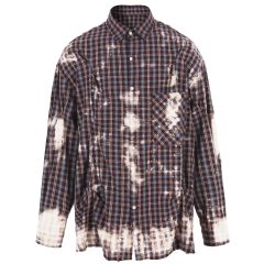 ケムリ KMRii ロングチェックシャツ ブリーチ加工 サーペントクロス