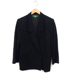キャシャレル cacharel テーラード ジャケット アウター ダブル ウール 総裏地 ゆったり シンプル 黒 ブラック /NT11のサムネイル