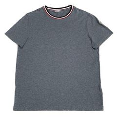 美品☆ モンクレール 刺繍 襟トリコ Tシャツ グレー M 国内正規品 5S25