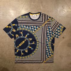yoshio kubo ヴィンテージ総柄スウェットTシャツ ネイビー ヨシオクボ 
