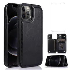 NKECXKJ iPhone 12 / iPhone 12pro 用ケース, いphone12 いphone12pro 携帯ケース 純正 PUレザー 財布型カードホルター付きカード収納 手帳型 スマホケース スタンド機能 耐衝撃 いpほね12 iphone12のサムネイル