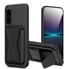 対応 Xperia 1 IV SO-51C ケース SOG06 カード収納 スタンド付き エクスペリア1IV/4 スマホケース バンド付き スタンド機能 指紋防止 耐久 滑り止め 黑のサムネイル