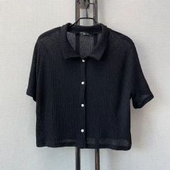 A.P.C. オープンワーク コットンレース 半袖シャツ ブラック 36 - メルカリ