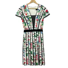 TADASHISHOJI(タダシショージ) ワンピース サイズ2 M レディース美品  - 白×ピンク×マルチ 半袖/ロング/花柄のサムネイル