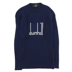 極美品▲Dunhill ダンヒル ウール100％ ロゴデザイン ロングスリーブ クルーネック ニット セーター ネイビー S イタリア製 メンズのサムネイル