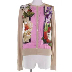 極美品☆DOLCE&GABBANA ドルチェ＆ガッバーナ FX619T/FX620T シルク100％ フローラルプリント ニット カーディガン・トップス アンサンブル マルチカラー 40 イタリア製 正規品 レディースのサムネイル