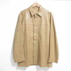 良品 dunhill ダンヒル ラムレザー ハーフコート ジャケット 52サイズ ベージュ メンズ 古着 中古 USEDのサムネイル