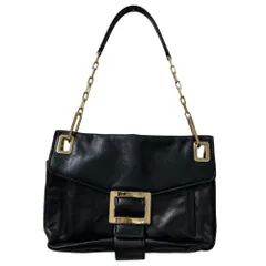 美品 Roger Vivier ロジェヴィヴィエ スクエアバックル レザー チェーンワンショルダーバッグ ブラック レディース 古着 中古 USEDのサムネイル