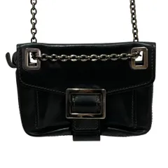 良品 ROGER VIVIER ロジェヴィヴィエ スクエアバックル レザー チェーン ミニショルダーバッグ ブラック レディース 古着 中古 USEDのサムネイル