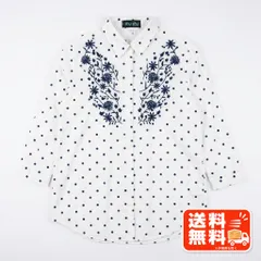 shu shu シュシュ ドット柄 刺繍 シャツ ブラウス ホワイト M-L POU DOU DOU風のサムネイル