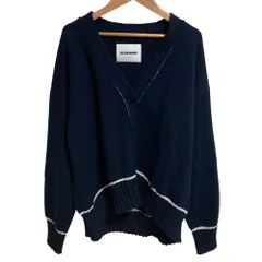 美品 JIL SANDER ジルサンダー アルパカブレンド ニットカーディガン サイズ34 ネイビー レディース 古着 中古 USEDのサムネイル
