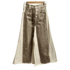 良品 22AW MM6 Maison Margiela メゾンマルジェラ デニム トロンプルイユ ロングスカート サイズ38 ホワイト ブラウン レディース 古着 中古 USEDのサムネイル
