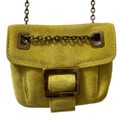 良品 ROGER VIVIER ロジェヴィヴィエ スエード チェーン ショルダーバッグ ポーチ イエロー レディース 古着 中古 USEDのサムネイル