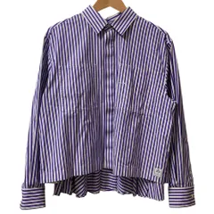 美品 sacai THOMAS MASON サカイ トーマスメイソン ストライプ バックプリーツシャツ 23-06876 サイズ4 パープル×ホワイト レディース 古着 中古 USEDのサムネイル