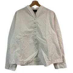 美品 24年商品 EMPORIO ARMANI エンポリオアルマーニ ブラッシュドコットン シェイプドヘム シャツ サイズ42 ホワイト レディース 古着 中古 USEDのサムネイル