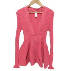良品 CFCL シーエフシーエル Pottery Cardigan ペプラム Vネック ニット カーディガン CF006KE214RHM サイズ1 ピンク レディース 古着 中古 USEDのサムネイル