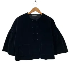 美品 nest robe ネストローブ コットンリネン ベルベット ギャザースリーブジャケット 01243-1103 サイズF ブラック レディース 古着 中古 USEDのサムネイル