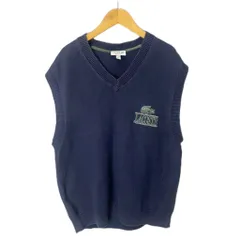 ラコステ LACOSTE ニットベスト プルオーバー Vネック ワニ刺繍 S ネイビーのサムネイル