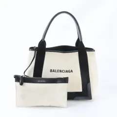 美品 バレンシアガ ネイビー カバス ポーチ 付 レザー キャンバス トート バッグ ショルダー ハンド レディース WIM ED37-2【中古】のサムネイル