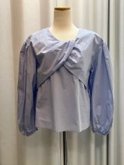 ASTRAET タイプライター ボリューム バルーン裾 クロップド シャツ 