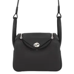 エルメス ハンドバッグ リンディ ミニ ブラック/シルバー金具 トリヨンクレマンス G刻印 HERMES 2way 黒のサムネイル