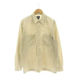 ステューシー STUSSY 90s 紺タグ チェックシャツ カジュアル 長袖 L マルチカラー 黄色 イエロー 白 ホワイト /SS ■OS